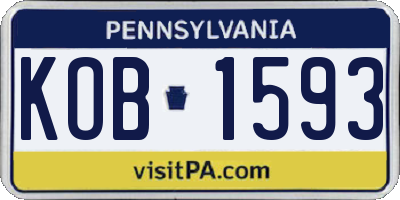 PA license plate KOB1593