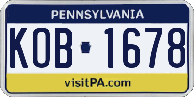 PA license plate KOB1678