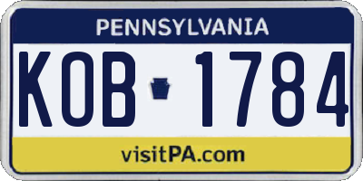 PA license plate KOB1784