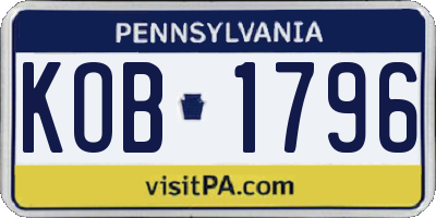 PA license plate KOB1796
