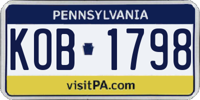 PA license plate KOB1798
