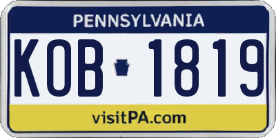 PA license plate KOB1819