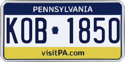 PA license plate KOB1850