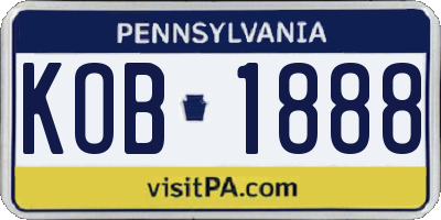 PA license plate KOB1888
