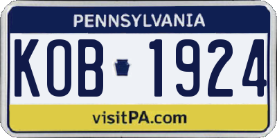 PA license plate KOB1924