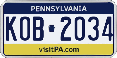 PA license plate KOB2034