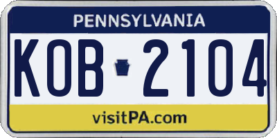 PA license plate KOB2104