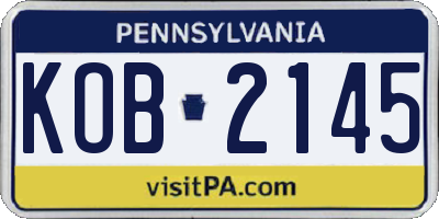 PA license plate KOB2145