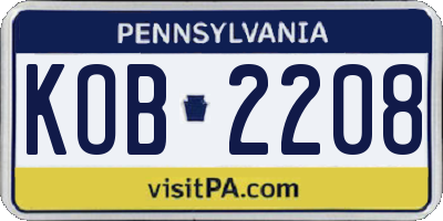 PA license plate KOB2208