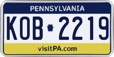 PA license plate KOB2219