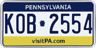 PA license plate KOB2554