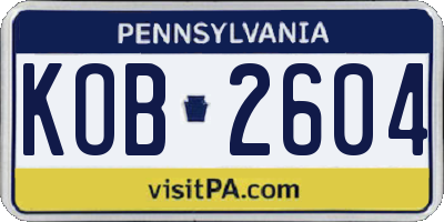 PA license plate KOB2604