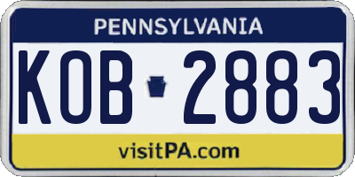 PA license plate KOB2883