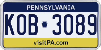 PA license plate KOB3089