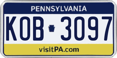 PA license plate KOB3097