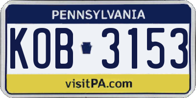 PA license plate KOB3153