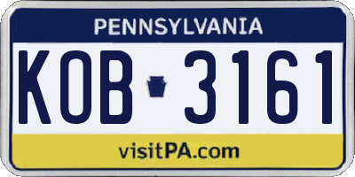 PA license plate KOB3161