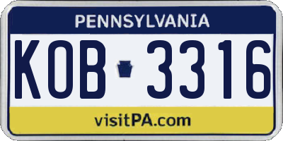 PA license plate KOB3316
