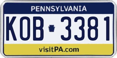 PA license plate KOB3381