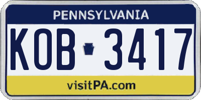 PA license plate KOB3417