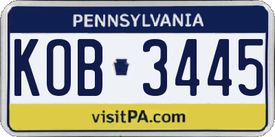 PA license plate KOB3445