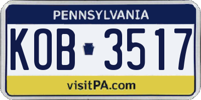 PA license plate KOB3517