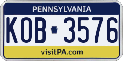 PA license plate KOB3576