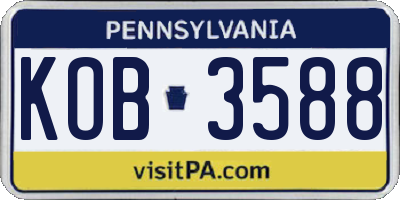 PA license plate KOB3588