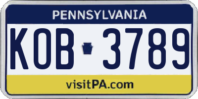 PA license plate KOB3789