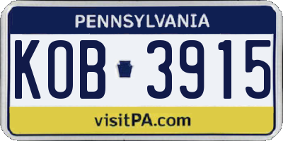 PA license plate KOB3915