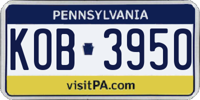 PA license plate KOB3950