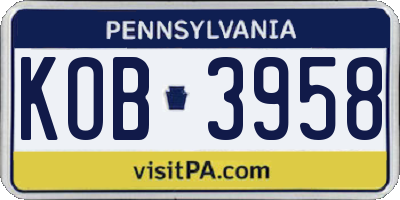 PA license plate KOB3958