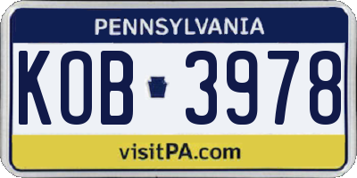 PA license plate KOB3978