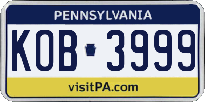 PA license plate KOB3999
