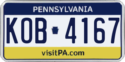 PA license plate KOB4167