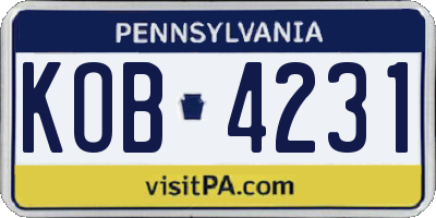 PA license plate KOB4231