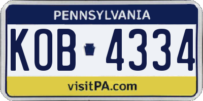 PA license plate KOB4334