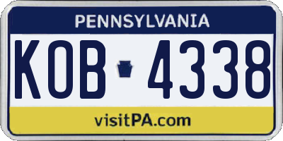 PA license plate KOB4338