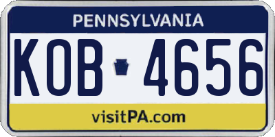 PA license plate KOB4656
