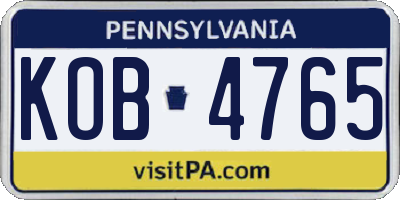 PA license plate KOB4765