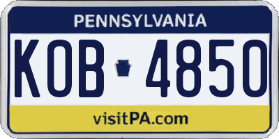 PA license plate KOB4850