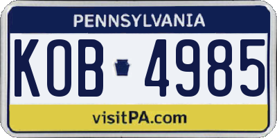 PA license plate KOB4985