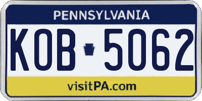 PA license plate KOB5062