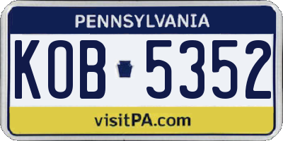 PA license plate KOB5352