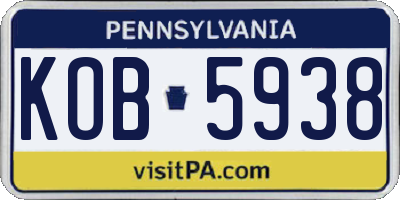 PA license plate KOB5938