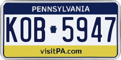 PA license plate KOB5947