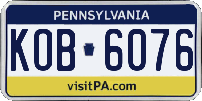 PA license plate KOB6076