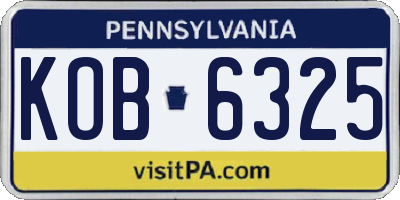 PA license plate KOB6325