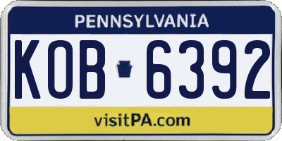 PA license plate KOB6392