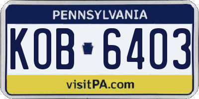 PA license plate KOB6403